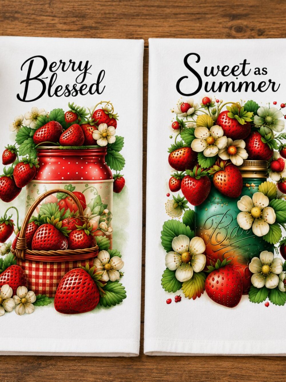 Sweet as Summer & Berry Blessed Strawberry Kitchen Towel Set – Farmhouse Summer